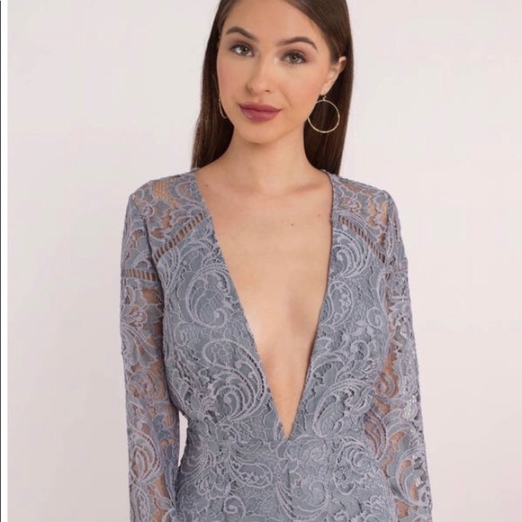 🌪open back ruby gray lace romper.🌪 - Picture 4 of 4